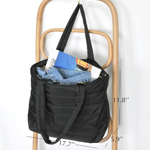 Puffer Tote Quilted Shoulder Bag Lightweight Multi-Purpose for Work Travel - Picture 5 of 7